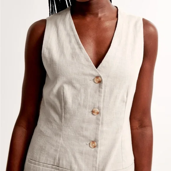 A&F Mara Linen Blend Vest Mini Dress - Picture 2 of 9